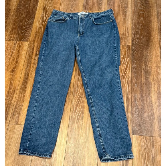 Faded Glory Denim - Faded Glory Classic Straight Leg Jeans Womens 16 Reg Dark Stonewash Blue Denim